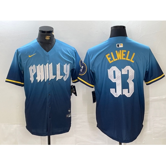 Men's Philadelphia Phillies #93 Jason Elwell Blue 2024 City Connect Limited Stitched Jersey - Ujersey