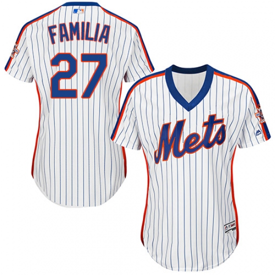 Women's Majestic New York Mets #27 Jeurys Familia Authentic White Alternate Cool Base MLB Jersey - Ujersey