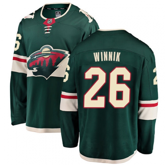 Men's Minnesota Wild #26 Daniel Winnik Authentic Green Home Fanatics Branded Breakaway NHL Jersey - Ujersey