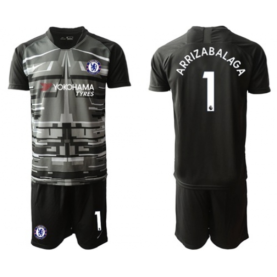 Chelsea #1 Arrizabalaga Black Goalkeeper Soccer Club Jersey