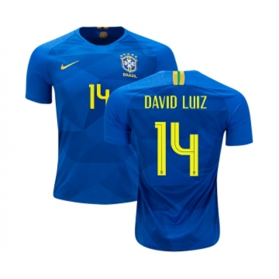Brazil #14 David Luiz Away Kid Soccer Country Jersey