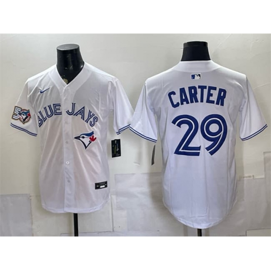 Men's Toronto Blue Jays #29 Joe Carter White 50 Seasons Stitched Baseball Jersey - Ujersey