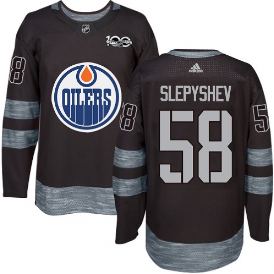 Men's Adidas Edmonton Oilers #58 Anton Slepyshev Authentic Black 1917-2017 100th Anniversary NHL Jersey - Ujersey