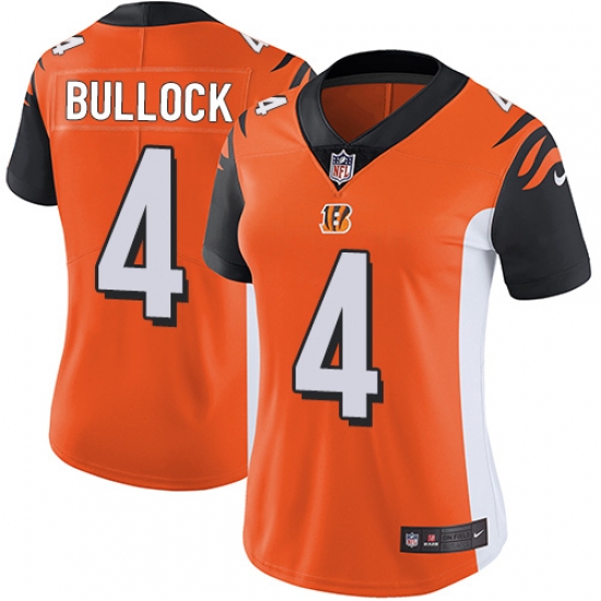 Women's Nike Cincinnati Bengals #4 Randy Bullock Vapor Untouchable Limited Orange Alternate NFL Jersey - Ujersey