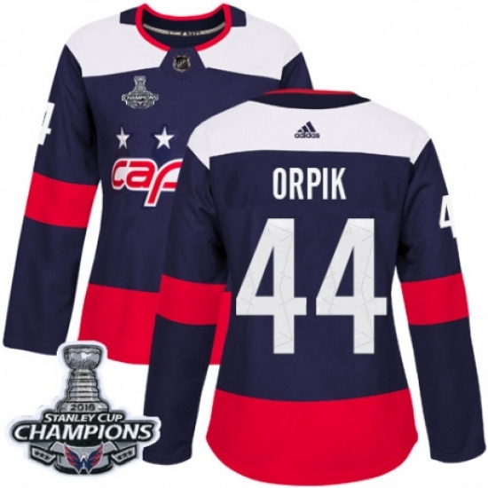 Women's Adidas Washington Capitals #44 Brooks Orpik Authentic Navy Blue 2018 Stadium Series 2018 Stanley Cup Final Champions NHL Jersey - Ujersey