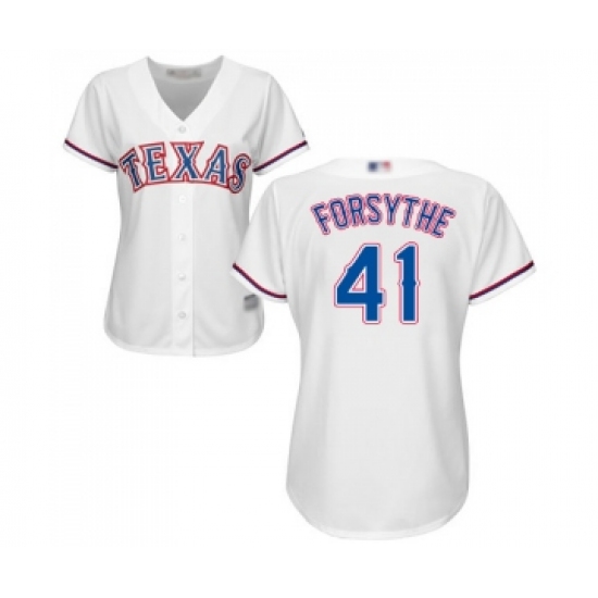 Women's Texas Rangers #41 Logan Forsythe Replica White Home Cool Base Baseball Jersey - Ujersey