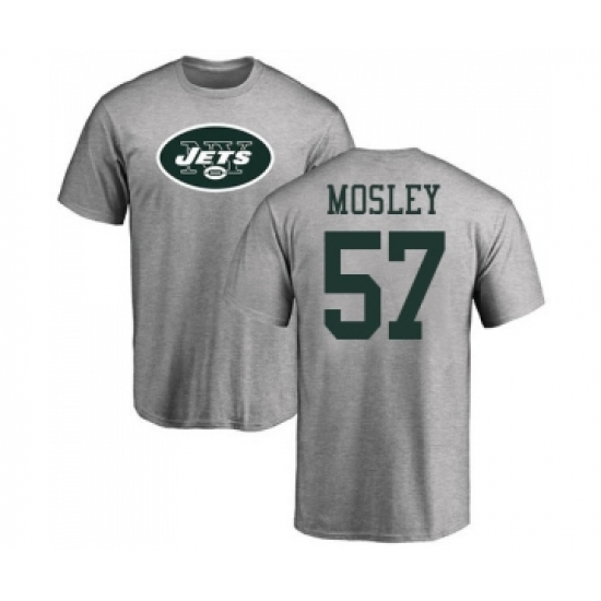 Football New York Jets #57 C.J. Mosley Ash Name & Number Logo T-Shirt - Ujersey