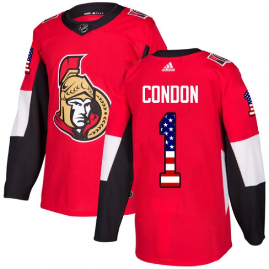 Youth Adidas Ottawa Senators #1 Mike Condon Authentic Red USA Flag Fashion NHL Jersey - Ujersey