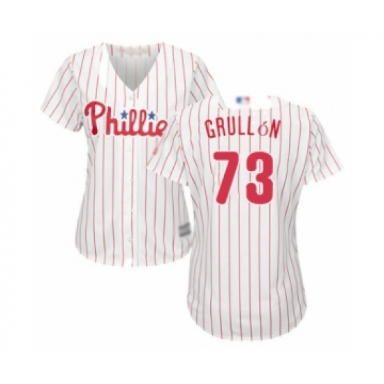 Women's Philadelphia Phillies #73 Deivy Grullon Authentic White Red Strip Home Cool Base Baseball Player Jersey - Ujersey
