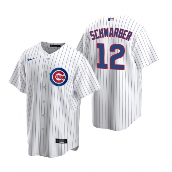 Men's Nike Chicago Cubs #12 Kyle Schwarber White Home Stitched Baseball Jersey - Ujersey