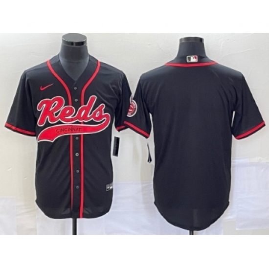 Men's Cincinnati Reds Black Cool Base Stitched Baseball Jersey