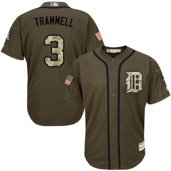 Youth Majestic Detroit Tigers #3 Alan Trammell Authentic Green Salute to Service MLB Jersey - Ujersey