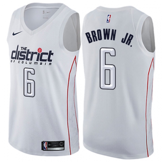Men's Nike Washington Wizards #6 Troy Brown Jr. Swingman White NBA Jersey - City Edition - Ujersey