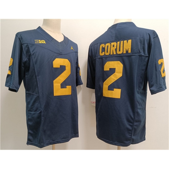 Men's Michigan Wolverines #2 Blake Corum Navy Stitched Jersey - Ujersey