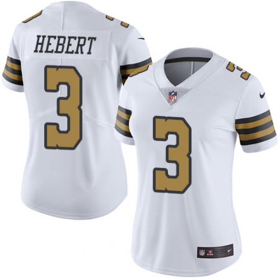 Women's Nike New Orleans Saints #3 Bobby Hebert Limited White Rush Vapor Untouchable NFL Jersey - Ujersey