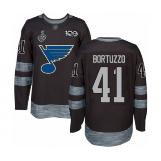Men's St. Louis Blues #41 Robert Bortuzzo Authentic Black 1917-2017 100th Anniversary 2019 Stanley Cup Final Bound Hockey Jersey - Ujersey