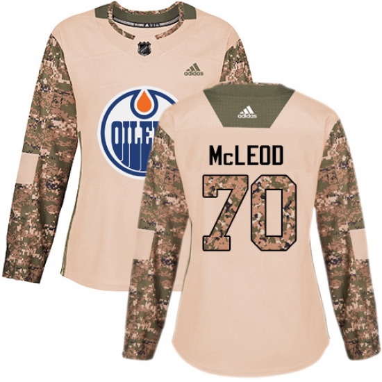 Women's Adidas Edmonton Oilers #70 Ryan McLeod Authentic Camo Veterans Day Practice NHL Jersey - Ujersey