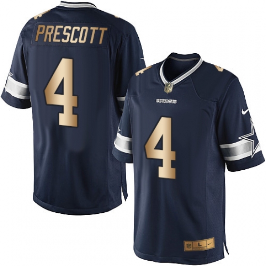 Men's Nike Dallas Cowboys #4 Dak Prescott Limited Navy/Gold Team Color NFL Jersey - Ujersey