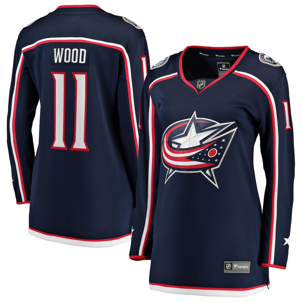 Women's Columbus Blue Jackets Miles Wood Fanatics Navy Home Breakaway Jersey - ujerseystore