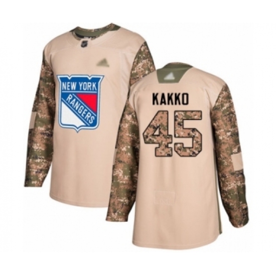Youth New York Rangers #45 Kaapo Kakko Authentic Camo Veterans Day Practice Hockey Jersey - Ujersey