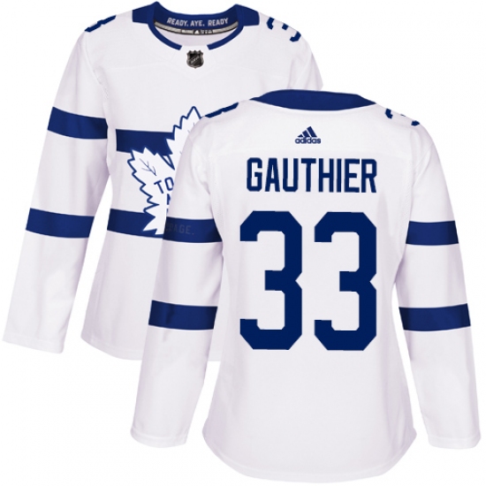 Women's Adidas Toronto Maple Leafs #33 Frederik Gauthier Authentic White 2018 Stadium Series NHL Jersey - Ujersey