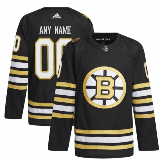 Men's Boston Bruins Custom Black 100th Anniversary Stitched Jersey - Ujersey