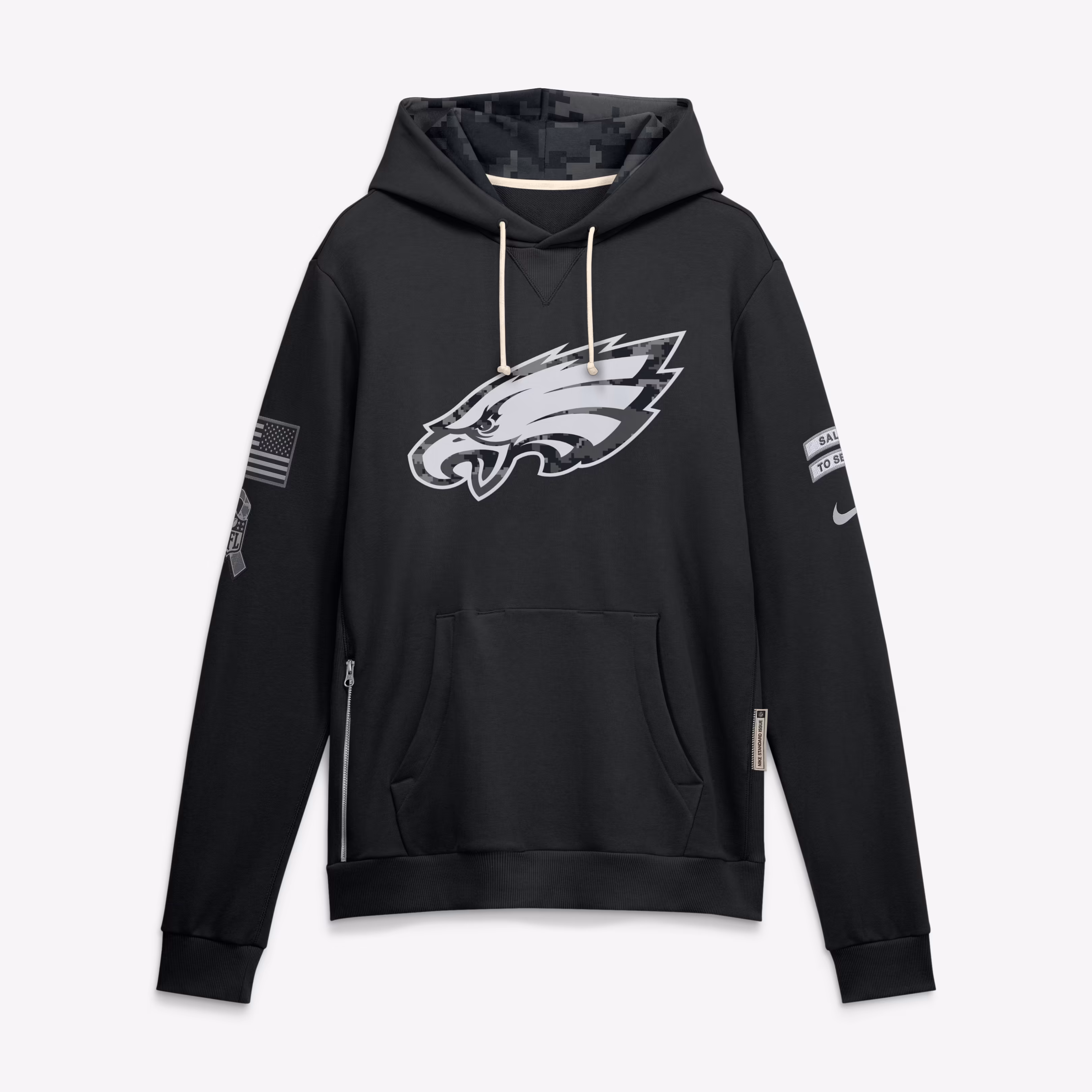 Men's Philadelphia Eagles  Nike Black 2026 Salute to Service Sideline Dri-FIT Pullover Hoodie - U-jersey