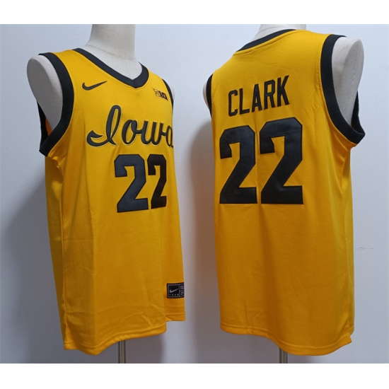 Men's Iowa Hawkeyes #22 Caitlin Clark Yellow Stitched Jersey - Ujersey