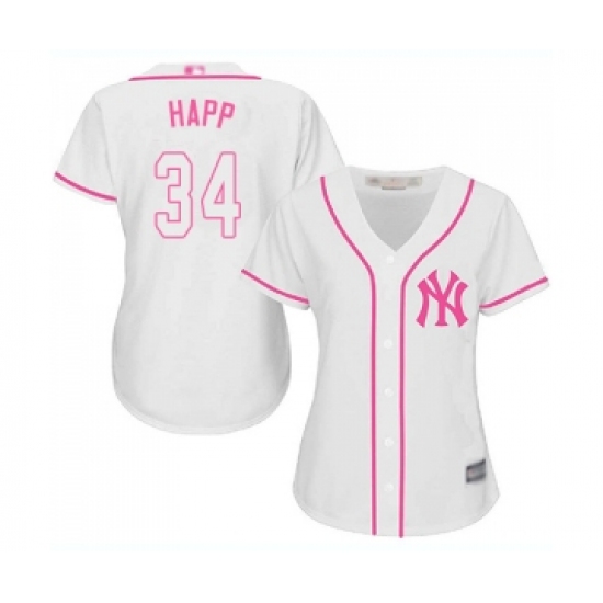 Women's New York Yankees #34 J.A. Happ Authentic White Fashion Cool Base Baseball Jersey - Ujersey