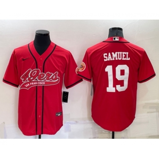 Men's San Francisco 49ers #19 Deebo Samuel Red Stitched Cool Base Nike Baseball Jersey - Ujersey