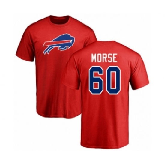 Football Buffalo Bills #60 Mitch Morse Red Name & Number Logo T-Shirt - Ujersey