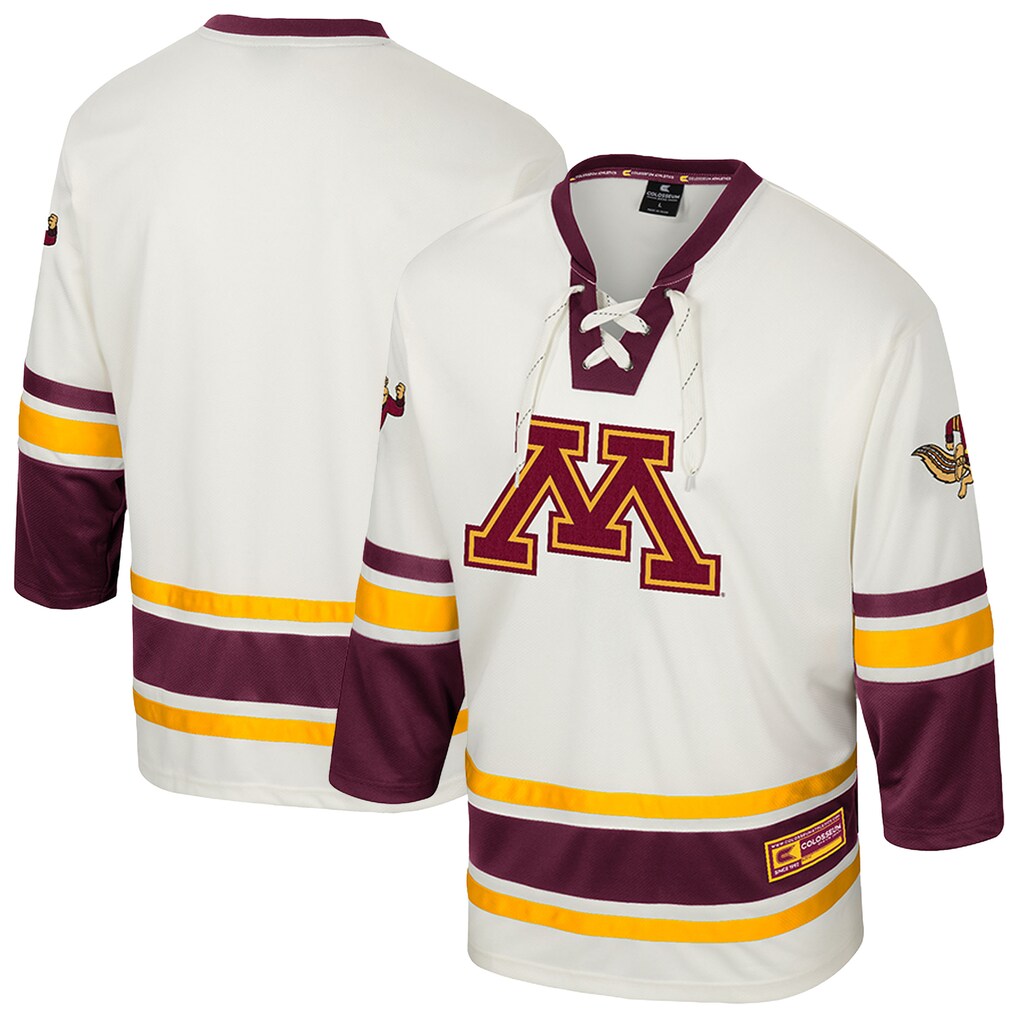 Men's Colosseum Cream Minnesota Golden Gophers Puck Proud Fashion Hockey Jersey - ujerseystore