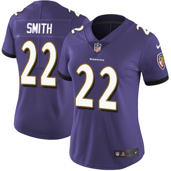 Women's Nike Baltimore Ravens #22 Jimmy Smith Purple Team Color Vapor Untouchable Limited Player NFL Jersey - Ujersey