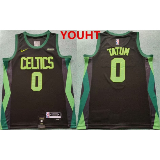 Youth Boston Celtics #0 Jayson Tatum Black 2024-25 City Edition Statement Edition Stitched Basketball Jersey - Ujersey