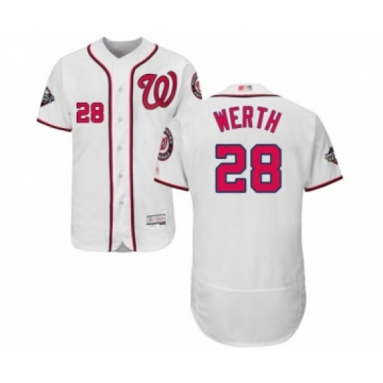 Men's Washington Nationals #28 Jayson Werth White Home Flex Base Authentic Collection 2019 World Series Bound Baseball Jersey - Ujersey