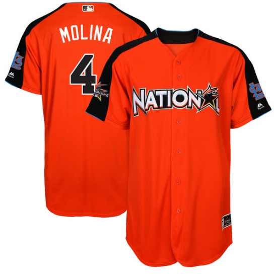Youth Majestic St. Louis Cardinals #4 Yadier Molina Authentic Orange National League 2017 MLB All-Star MLB Jersey - Ujersey