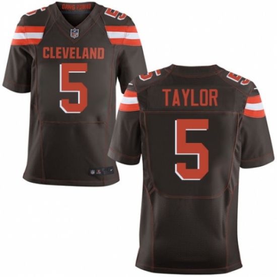Men's Nike Cleveland Browns #5 Tyrod Taylor Elite Brown Team Color NFL Jersey - Ujersey