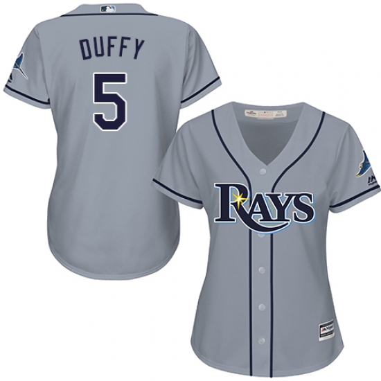 Women's Majestic Tampa Bay Rays #5 Matt Duffy Replica Grey Road Cool Base MLB Jersey - Ujersey