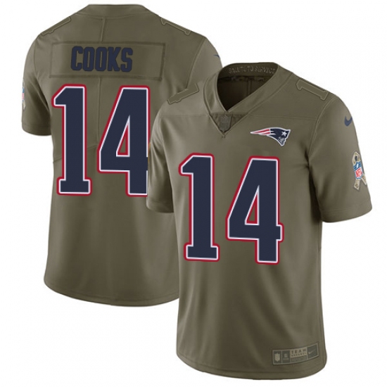 Youth Nike New England Patriots #14 Brandin Cooks Limited Olive 2017 Salute to Service NFL Jersey - Ujersey
