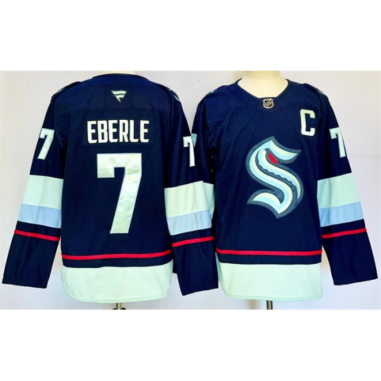 Men's Seattle Kraken #7 Jordan Eberle Navy 2024-25 Home Stitched Hockey Jersey - Ujersey