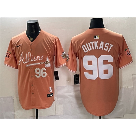 Men's Atlanta Braves #96 OutKast Peach 2024 Atliens & Peach With Outkast Vapor Limited Stitched Baseball Jersey - Ujersey