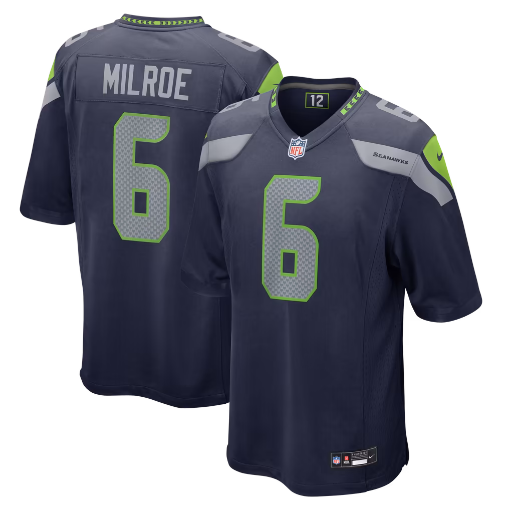 Men's Seattle Seahawks Jalen Milroe Nike College Navy Team Game Jersey