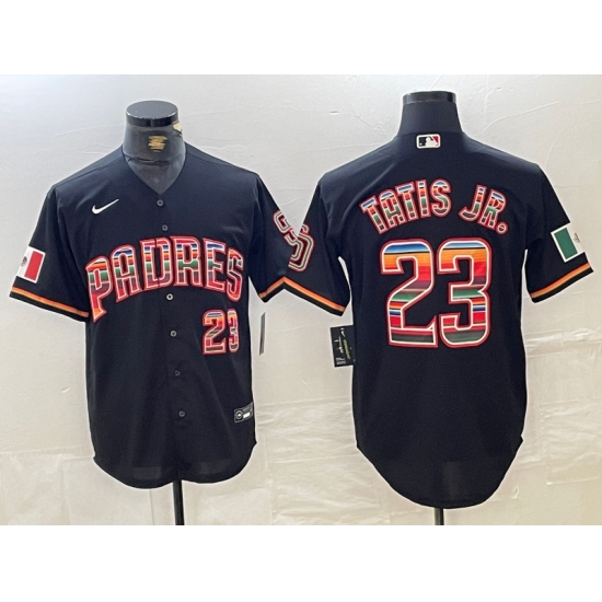 Men's San Diego Padres #23 Fernando Tatis Jr Black Rainbow Mexico Cool Base Stitched Jersey - Ujersey