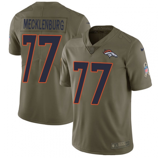 Youth Nike Denver Broncos #77 Karl Mecklenburg Limited Olive 2017 Salute to Service NFL Jersey - Ujersey