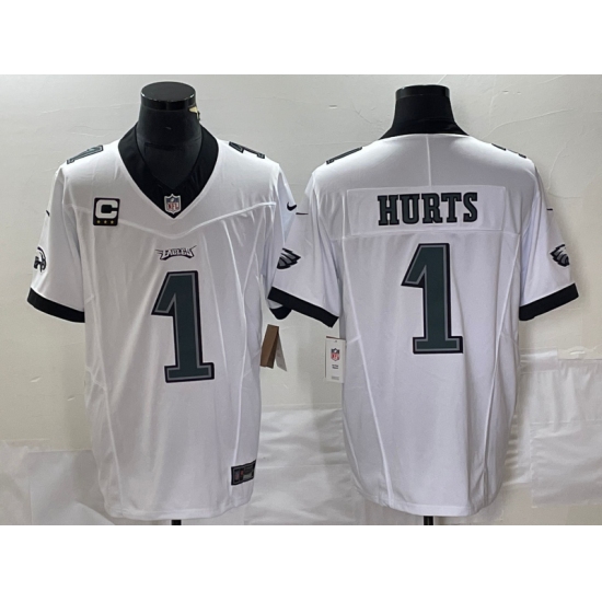 Men's Philadelphia Eagles #1 Jalen Hurts White 2023 F.U.S.E. Vapor Untouchable C Stitched Football Jersey - Ujersey