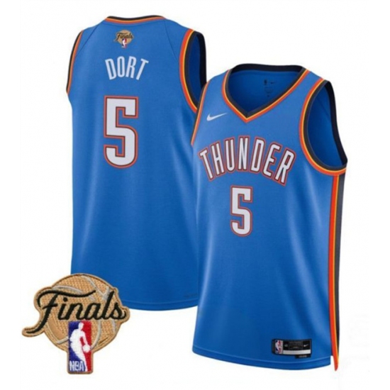 Men's Oklahoma City Thunder #5 Luguentz Dort Blue 2025 Icon Edition Stitched Basketball Jersey - Ujersey