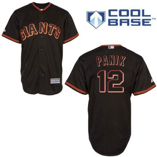 Men's Majestic San Francisco Giants #12 Joe Panik Replica Black New Cool Base MLB Jersey - Ujersey