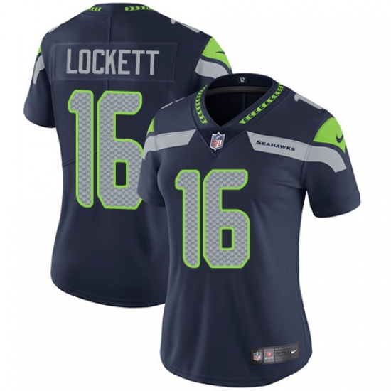 Women's Nike Seattle Seahawks #16 Tyler Lockett Elite Steel Blue Team Color NFL Jersey - Ujersey