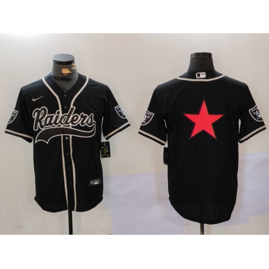 Men's Las Vegas Raiders Black Team Big Logo With Cool Base Stitched Baseball Jerseys - Ujersey