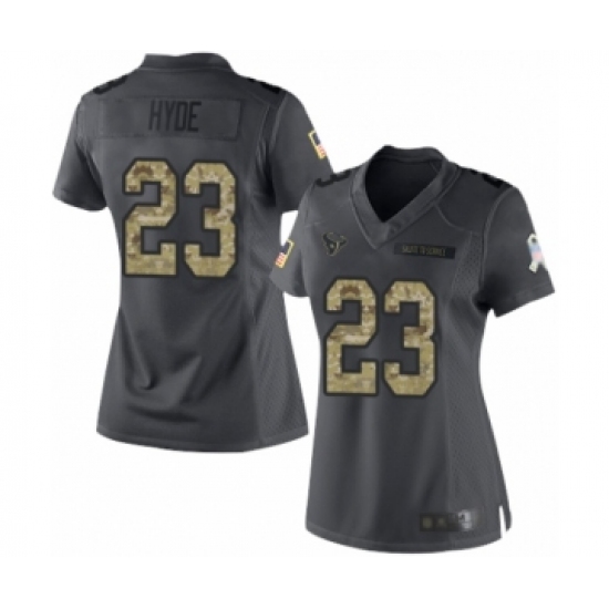Women's Houston Texans #23 Carlos Hyde Limited Black 2016 Salute to Service Football Jersey - Ujersey